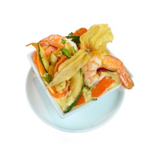 TIMBALE DE GAMBAS AU LAIT DE COCO ET CITRONNELLE