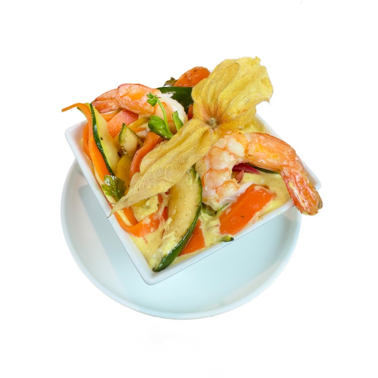 TIMBALE DE GAMBAS AU LAIT DE COCO ET CITRONNELLE