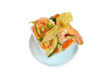 TIMBALE DE GAMBAS AU LAIT DE COCO ET CITRONNELLE