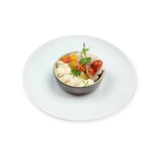 MEDAILLON DE LOTTE A LA CREME DE CELERI ET BRUNOISE DE LEGUMES