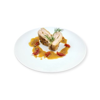 BALLOTINE DE PINTADE A LA TOMATE CONFITE, PESTO ET MOZZARELLA