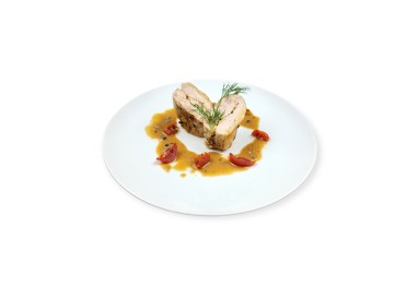 BALLOTINE DE PINTADE A LA TOMATE CONFITE, PESTO ET MOZZARELLA